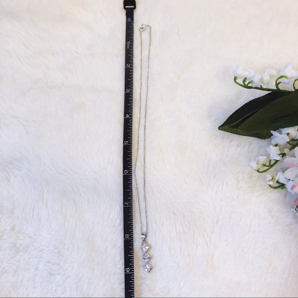 Sterling Silver Trio Crystal Necklace - Picture 8 of 8